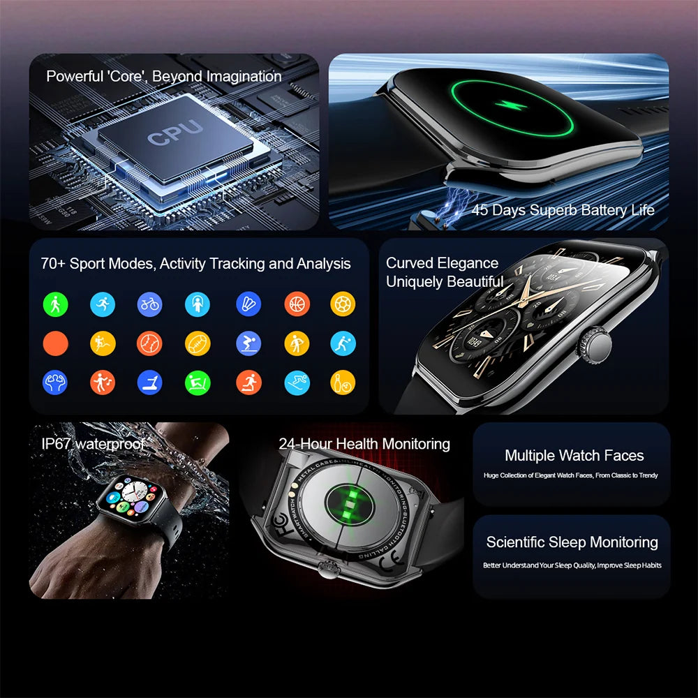 2025 A new smart watch, 1.96-inch sports watch, IP67 waterproof, 110+ sports mode, fitness activity tracker, ultra-thin watch.