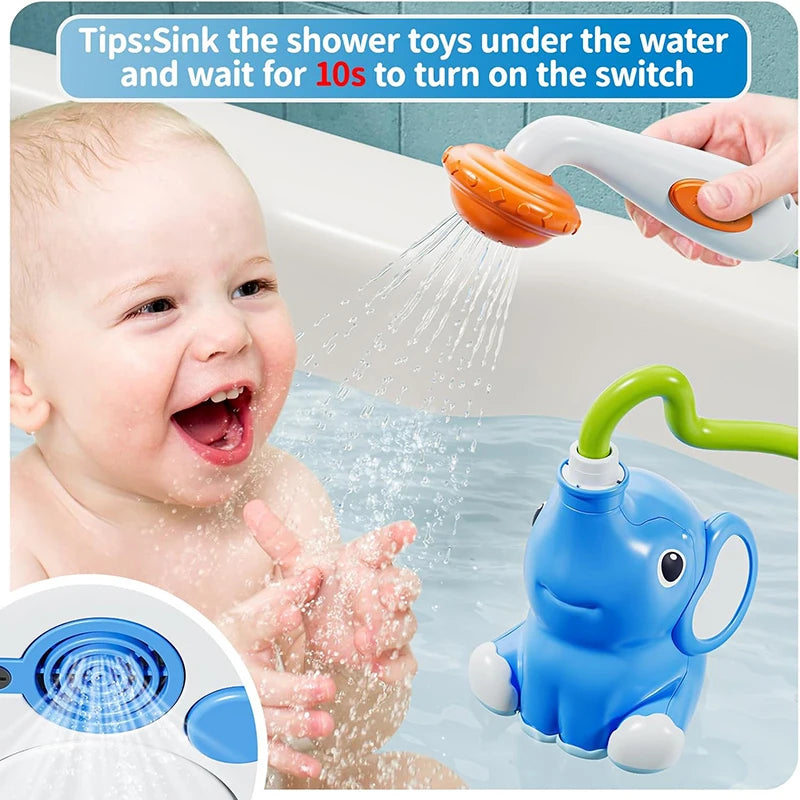 2025 new Baby Bath Shower Head Toys for Kids Ages 2-4 Bath Toys for Infants with Elephant Water Pump for Kids 3-5 Kids Bath Toys
