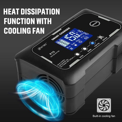 Intelligent Restoration Car Battery Charger 12V/15A 24V/10A Smart Charger for Automobile and Motorcycle Lead-Acid Battery