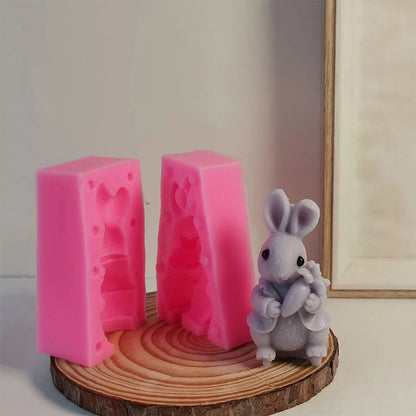 3D rabbit mold for DIY scented candles; animal-shaped decoration figurine