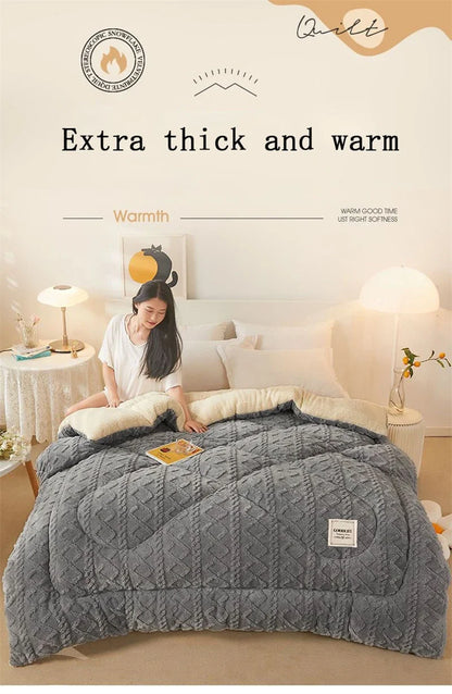 New Super Thick Winter Warm Blanket for Bed Artificial Lamb Cashmere Weighted Blankets Soft Comfortable Warmth Quilt Comforter