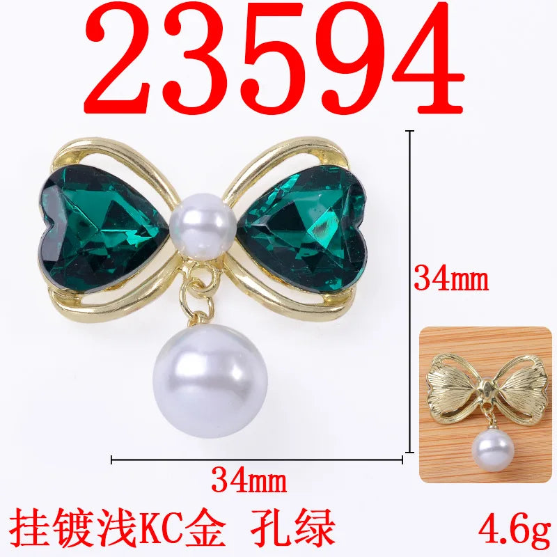 10pcs Sweet hair accessories hair rope alloy diy accessories hollow heart bow pearl pendant jewelry accessories