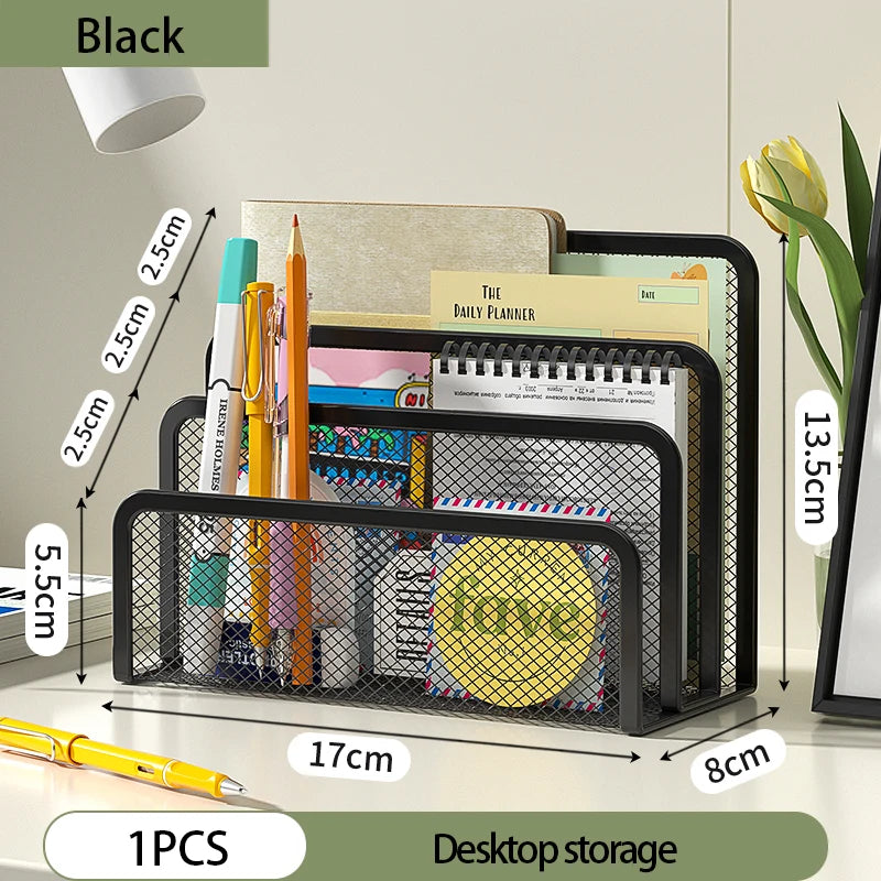 Papers Trays Notebook Stand Rack Desk 3-layer Black Metal Iron Mesh Holder for Magazine Document File Book Rack Organizer Office