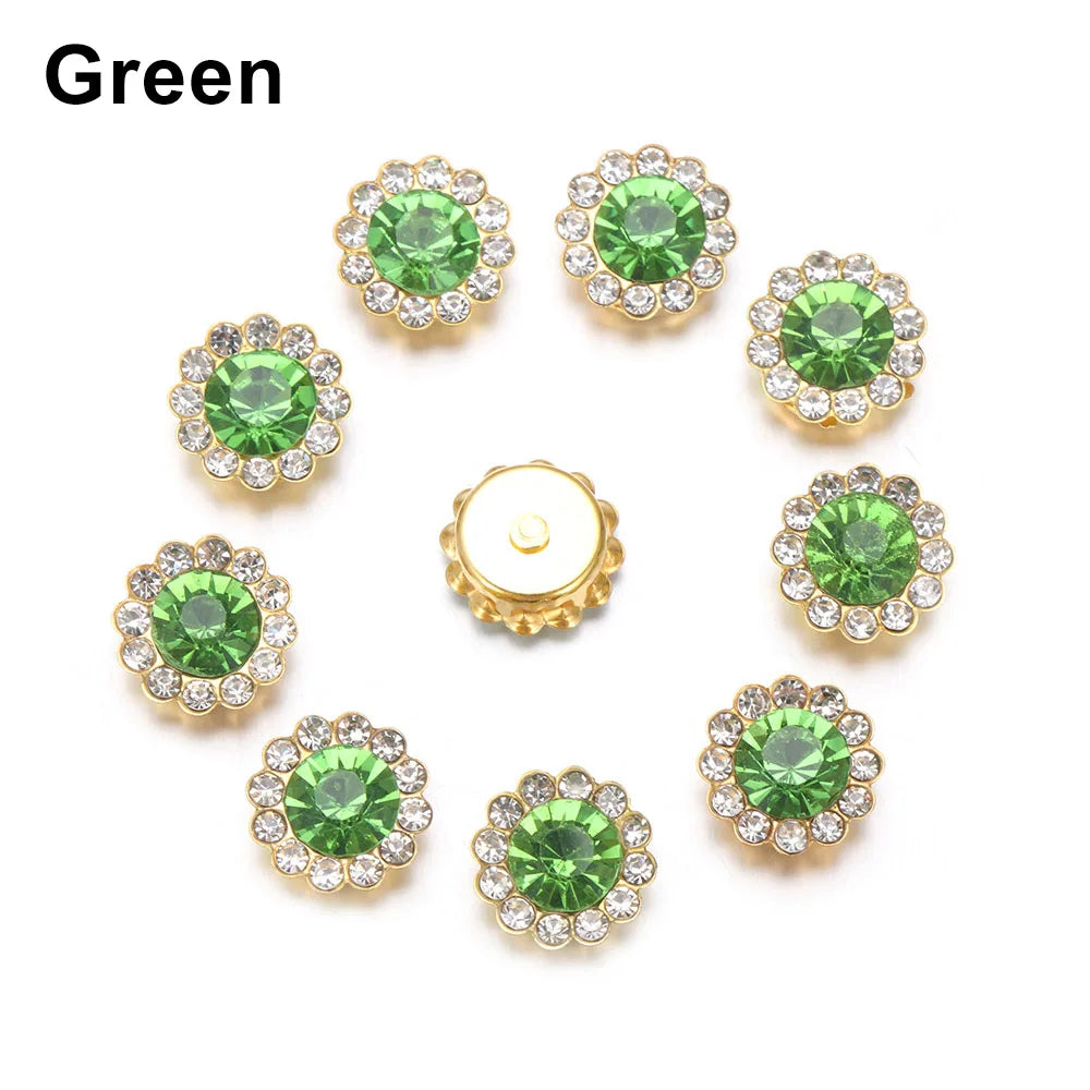 10 PCs 15/20/25MM Round Metal Rhinestone Buttons for Clothing DIY Sewing Accessories Wholesale Luxury Fashion Apparel Decoration