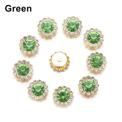 10 PCs 15/20/25MM Round Metal Rhinestone Buttons for Clothing DIY Sewing Accessories Wholesale Luxury Fashion Apparel Decoration