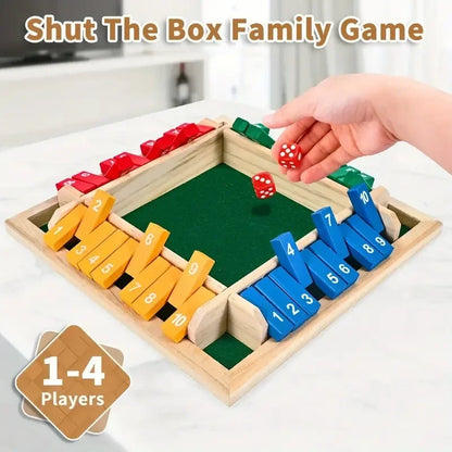 2-in-1 Wooden Dice Game Board, Family Party Fun Board Game, Multi-Color Chessboard Number Game, Ideal for Family Gatherings