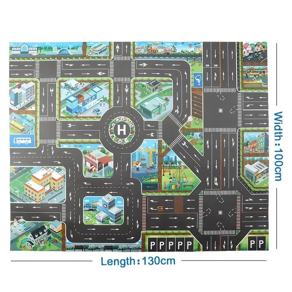 Children Playmat Activity Surface Waterproof Map Kids Animal Road Toy Baby Dinosaur Road Portable Carpet Farm Road Non-Toxic Mat