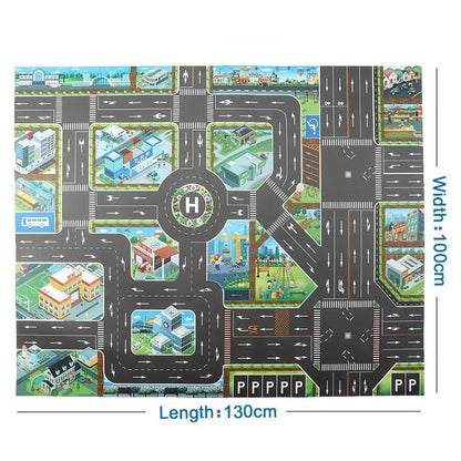 Children Playmat Activity Surface Waterproof Map Kids Animal Road Toy Baby Dinosaur Road Portable Carpet Farm Road Non-Toxic Mat