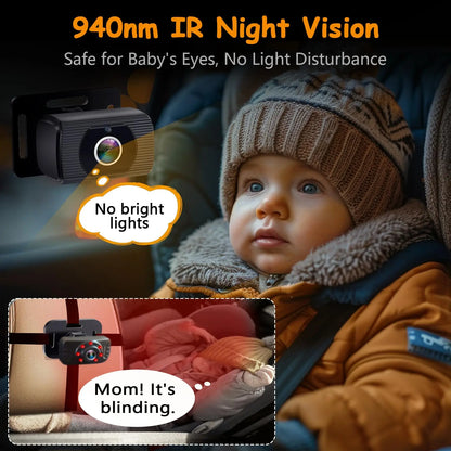 Car Baby Mirror Dual Channel Back Seat Baby Car Camera 1080P with Rear View Car Monitor 6.8'' IPS Screen Kids Pet Night Vision