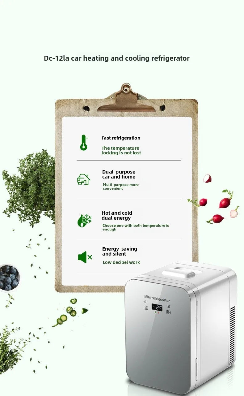 12V/220V Dual-Power Car Fridge Freezer, 12L Compact Refrigerator for Home/Office/Truck, Fast Cooling, Energy-Efficient