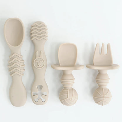 Fashion New 4-Pack Silicone Toddler Spoon Cutlery - Baby Feeding Supplies Toddler Food Supplies, Noodles, Perfect Christmas Gift