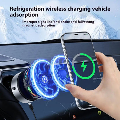 Magnetic Car Phone Holder 15W Wireless Charger High-speed Cooling Stand Fast Heat Dissipation Intelligent Hands-Free Vent Mount