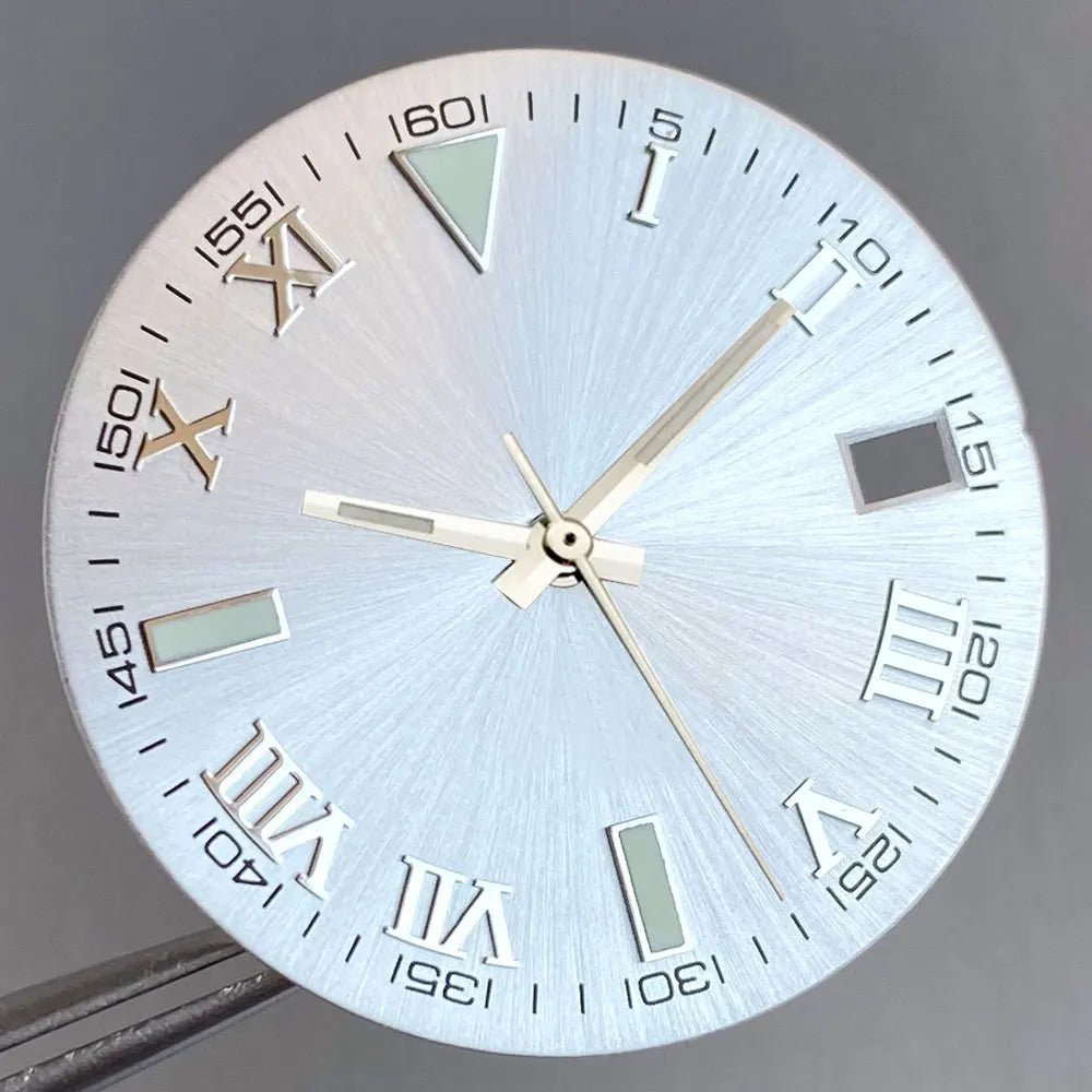 Grey Silver Sunburst 29mm Watch Dial fit NH35 NH35A NH36A Silver/Gold/Rose Gold/Green Roman Numerals Index Hand Set Watch Parts