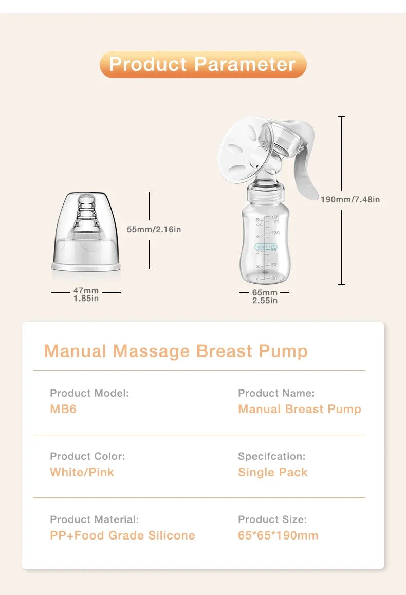 Popular baby breast pump, manual breast pump, breast milk bottle breast pumppostpartum product, breast pump without bisphenol A