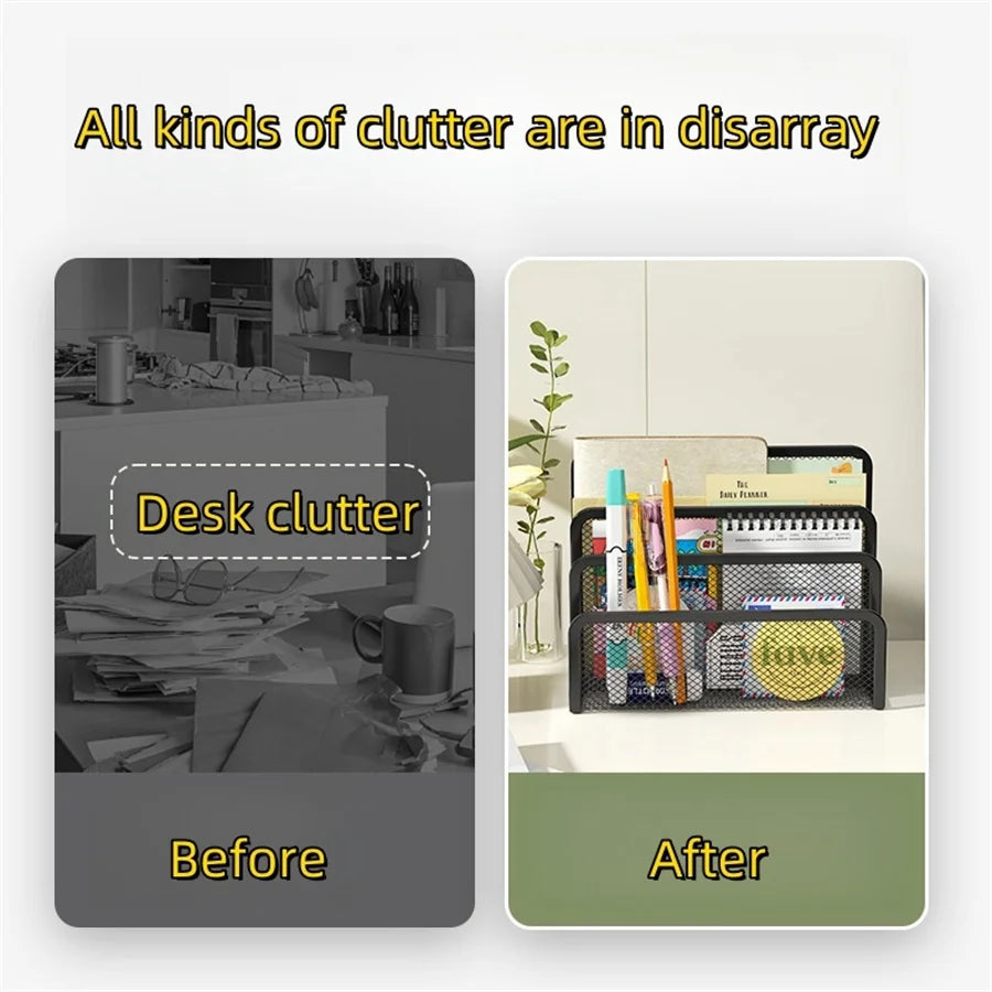 Papers Trays Notebook Stand Rack Desk 3-layer Black Metal Iron Mesh Holder for Magazine Document File Book Rack Organizer Office