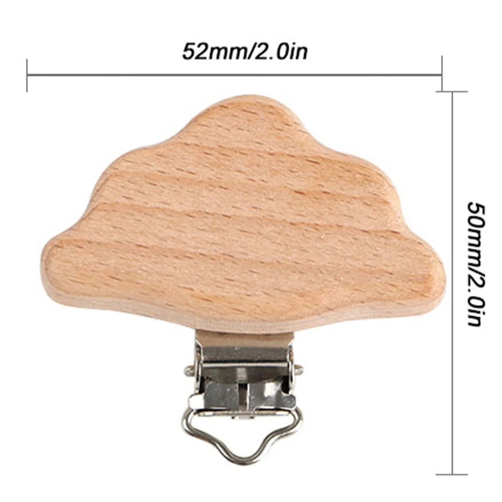 Kovict 5Pcs 19 Styles Beech Wooden Clips Metal Bracket DIY Pacifier Chain Handmade Crafts Accessories