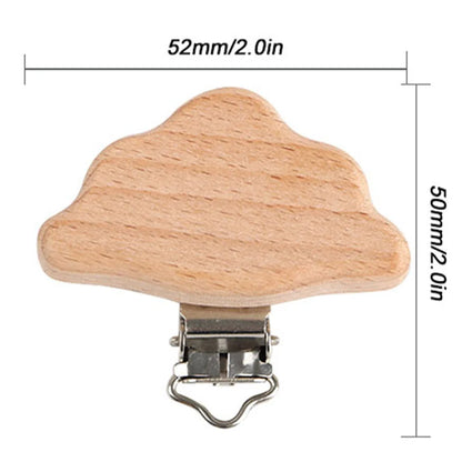 Kovict 5Pcs 19 Styles Beech Wooden Clips Metal Bracket DIY Pacifier Chain Handmade Crafts Accessories