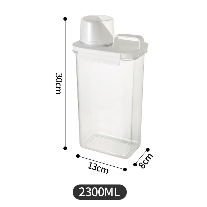 Detergent Dispenser Refillable Laundry Detergent Dispenser Empty Powder Tank Softener Bleach Storage Container with Scale