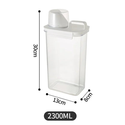 Detergent Dispenser Refillable Laundry Detergent Dispenser Empty Powder Tank Softener Bleach Storage Container with Scale