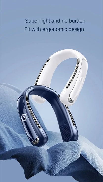 15000mah Portable Neck Fan Smart Digital Display USB Rechargeable Outdoors Bladeless Silent Cooling Neck Fan For Summer Sport