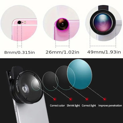 Experience 2 in 1 Phone Camera Lens kit 0.45x Wide Angle 12.5x Macro Lens HD Camera Lenes for iphone ios Android Smartphones