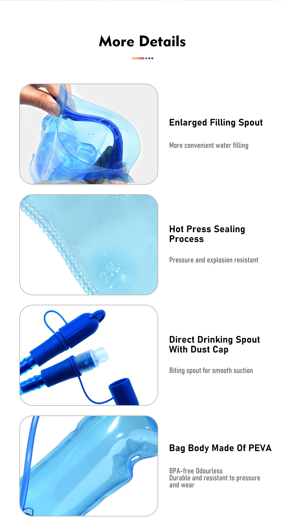 ThinkRider Water Bladder Water Reservoir Hydration Pack Storage Bag BPA Free - 1L 1.5L 2L 3L Running Hydration Vest Backpack