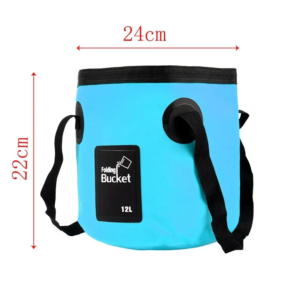 12L Folding Bucket Portable Outdoor Travel Foldable Water Bucket Bowl Sink Washing Bag Car Wash Bucket Multifunction for Camping