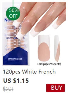 120pcs Pink French Tip Press-On Nails Medium Length Square Shape With Glossy Finish False Nails Full Cover Pre-Shaped Fake Nails