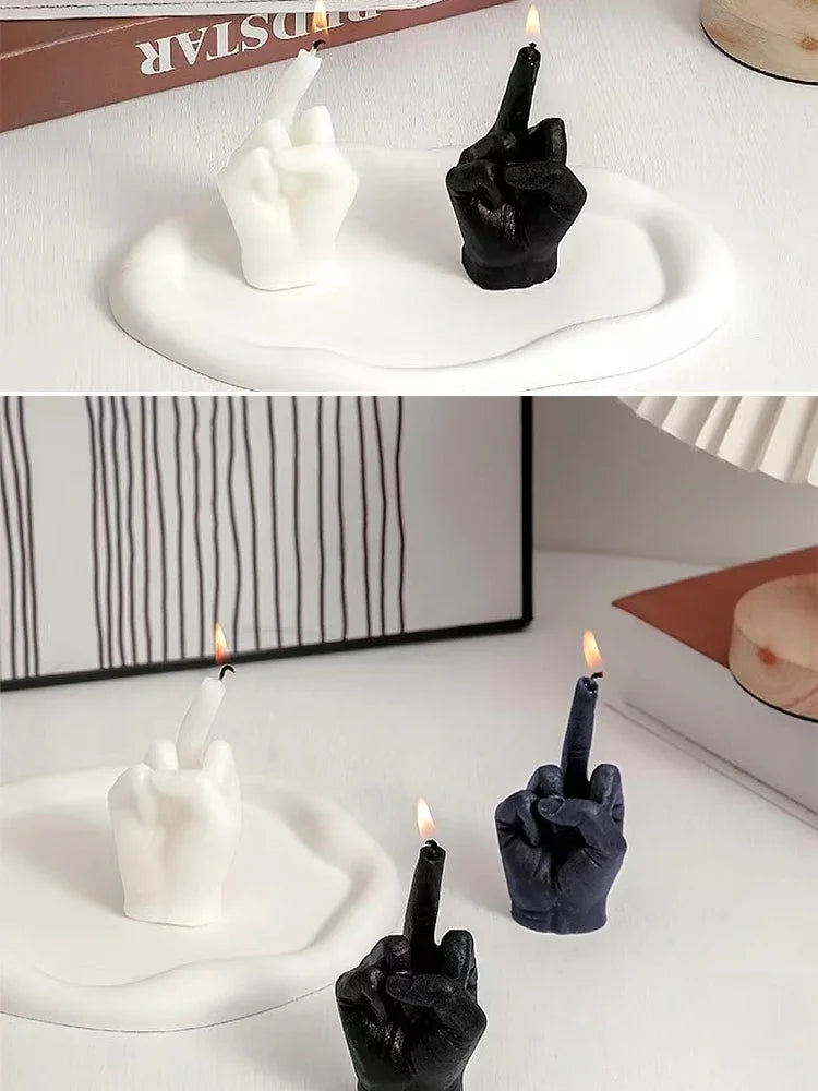 Creative Candles Middle Finger Shaped Gesture Scented Candles Niche Funny Quirky Gifts Home Decoration Ornaments Birthday Gifts
