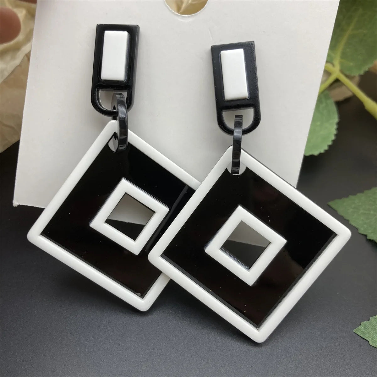 Popular Black White Contrast Bohemian Earrings Add Subtraction Multiplication Division Academy Student Teacher Acrylic Earrings