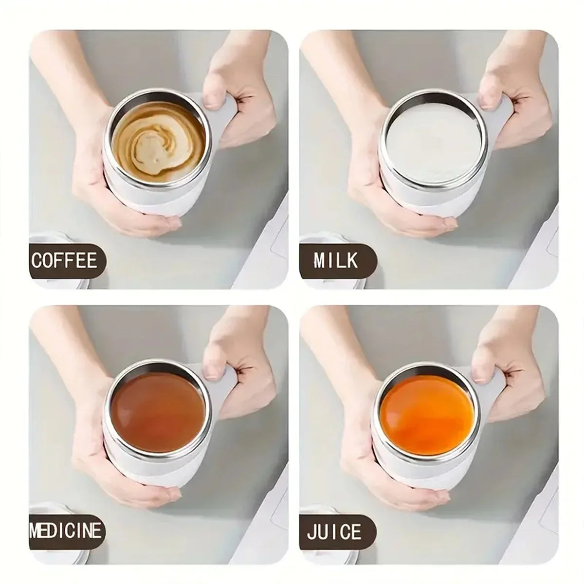Self mixing mug: a self mixing coffee cup, a rotating home office travel mixing cup, used for mixing coffee, chocolate, etc