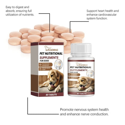 Calciums Supplements for Dogs, 80 Tablets Health Bone Joint Maintenance
