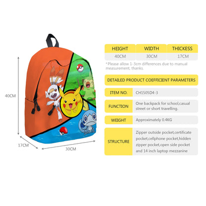 Pokemon Pikachu School Bags Backpacks Anime Kids Bags Kawaii Big Capacity Travel Bag Teenagers Schoolbag Girls Boys Rucksacks