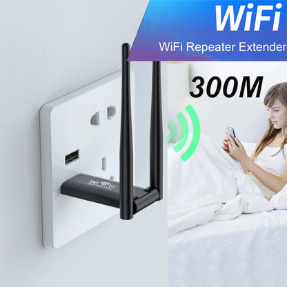 300Mbps Wireless USB WiFi Repeater Extender WiFi Signal Amplifier Booster Long Range Wi-Fi Router Home Network Card Extension