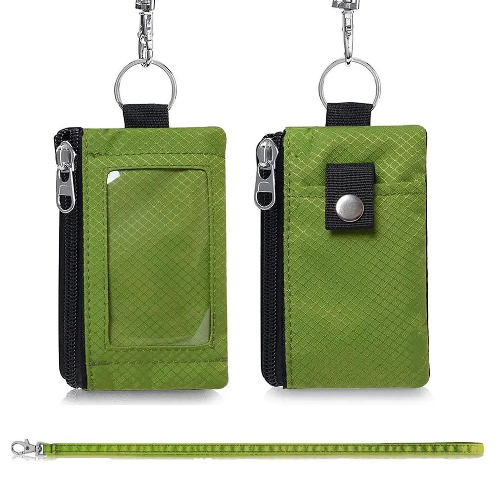 RFID Blocking Slim Wallet with ID Window, Waterproof Travel Card Holder, Protector with Keychain & Wrist Strap for Men Women