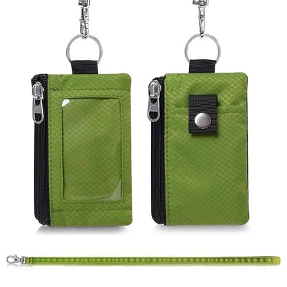 RFID Blocking Slim Wallet with ID Window, Waterproof Travel Card Holder, Protector with Keychain & Wrist Strap for Men Women