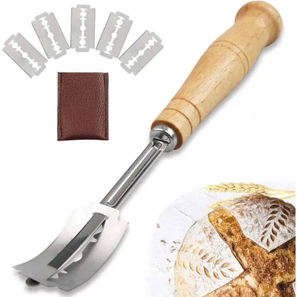 Bread Lame Bread Scoring Knife Lame Handcrafted Dough Cutter Bread Slashing Tool with 5 Razor Blades For DIY Bread Baking Pizza