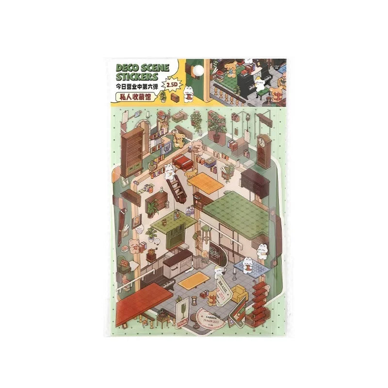 Creative Design Outdoor Scene Sticker for Student Cute Cartoon DIY Decor Landscaping Sticker Scrapbook Journal Student Sticker