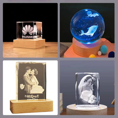 Wood Desktop Decorative Lights Light Base Night Light Wooden Led Usb Display Light Display Stand Lamp Holder Lamp Art Ornament