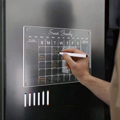 Acrylic Fridge Magnetic Blackboard Weekly Daily Calendar Memo Refrigerator Magnetic Clear Planner Dry Erase Message Board List