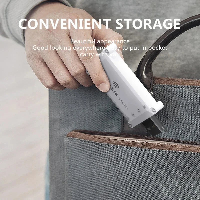 1200Mbps Wifi Extender USB Portable Wifi Repeater 2.4G/5G Router Wifi Booster Long Range Wifi Amplifer Home Network Extension
