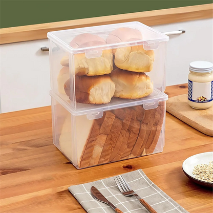 Airtight Bread Storage Containers Bread Box Plastic Reusable Loaf Cake Clear Bread Dispenser Freshest Bread Bin