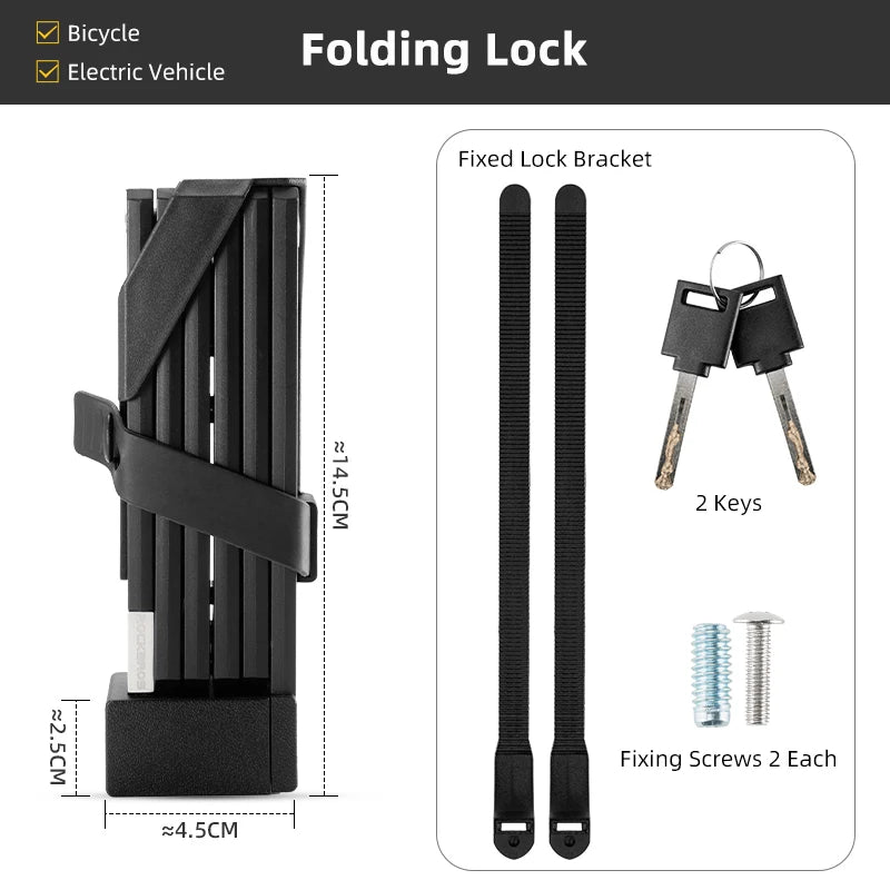 ROCKBROS Bike Lock Electric Bicycle Motorcycle MTB Road Bike Portable Anti-Theft Folding Password Lock Cycling Accessories