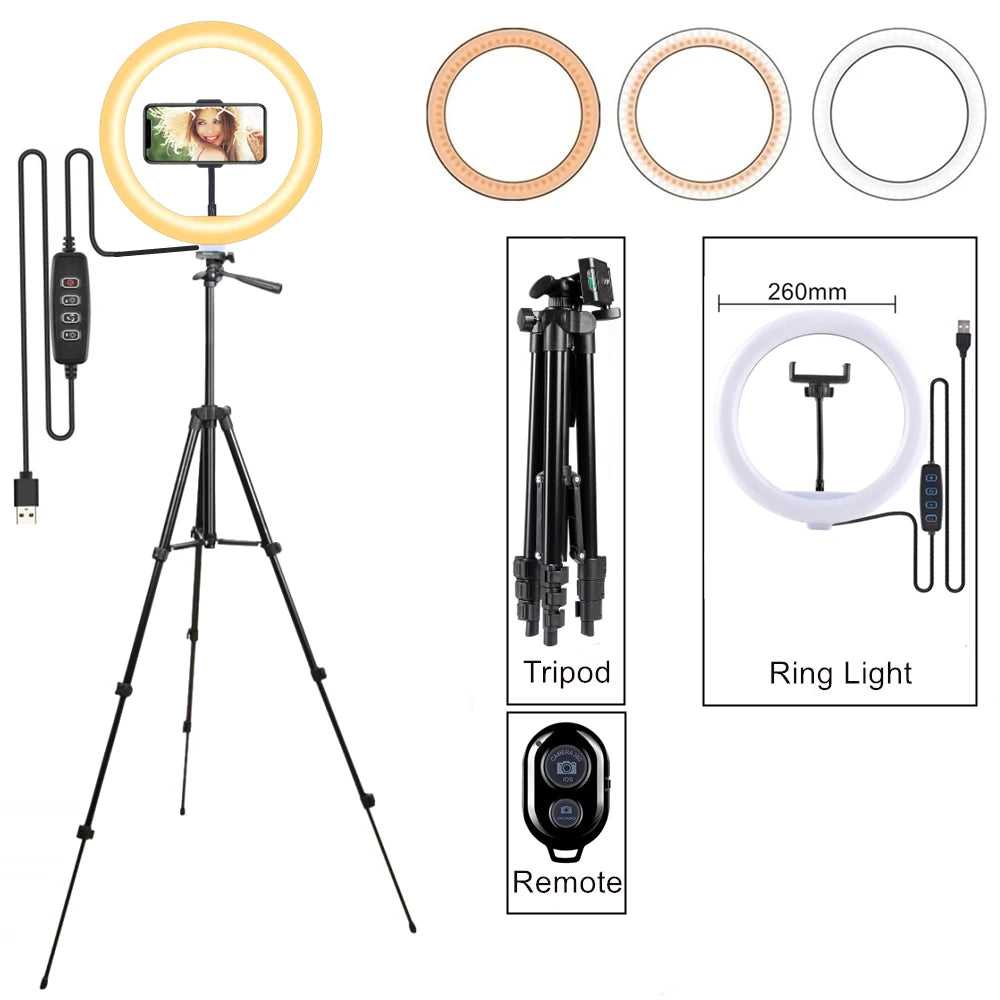 Selfie Ring Lamp Led Ring Light Selfie With Tripod Ring For Selfie Phone Video Photography Lighting For Youtube Phone Holder