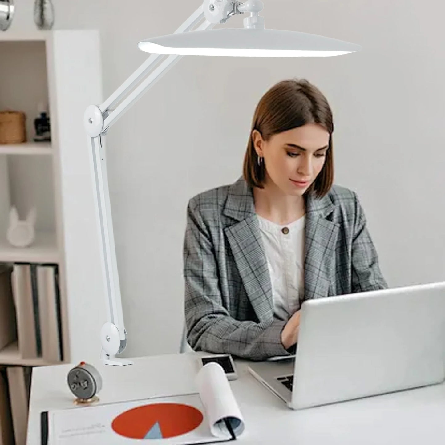 LED Task Lamp,24W Super Bright Desk Lamp,117 Pcs SMD LED,4 Level Brightness,Dimmable,Task LED Light for Home,Office,Workbench