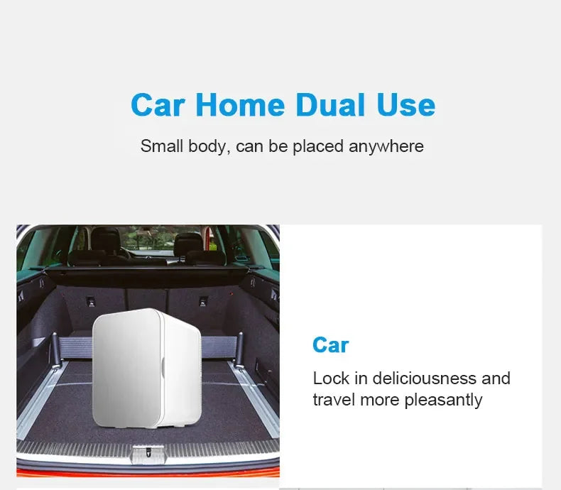 6L Mini Car Refrigerator 12V DC 220V AC Electric Portable Beauty Cooler Warmer Car Mini Fridge Ice Box for Home Camping Travel