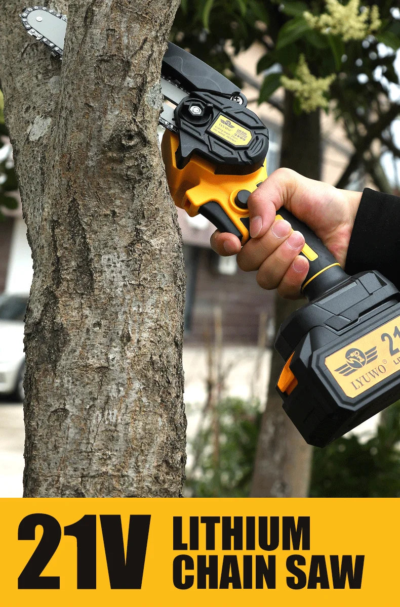 LYUWORechargeable Brushless Household Mini Electric Saw Handheld Saw Wood Cutting Saw Woodworking Saw Outdoor Electric Chain Saw