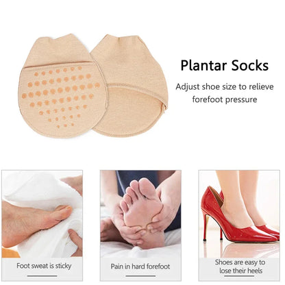 Womens High-Heeled Shoe Insoles-Ergonomic Half Insoles Protective Five-toe Forefoot Pads Ultra-Absorbent Non Skid Half Sock