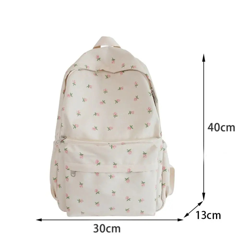 White Print Backpack Large-capacity Student Schoolbag Girl Cool High School Student Schoolbag Backpack Travel Bag