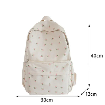 White Print Backpack Large-capacity Student Schoolbag Girl Cool High School Student Schoolbag Backpack Travel Bag